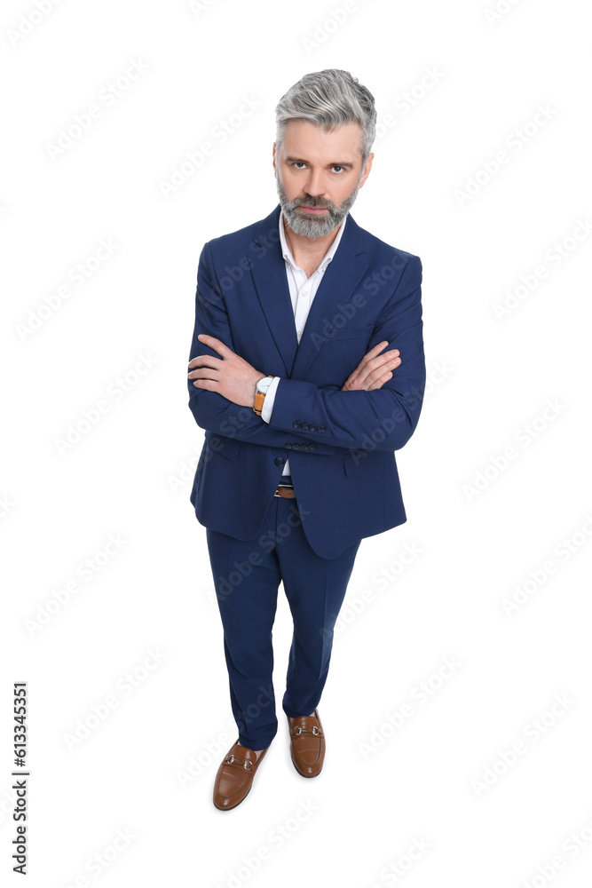 Mature businessman in stylish clothes posing on white background Mature businessman in stylish clothes posing on white background