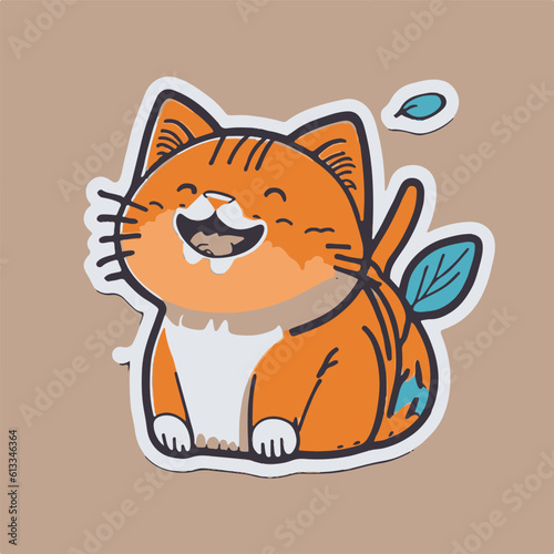 Cute happy cat sticker. Hand-drawn vector doodle drawings, cute kitten. © Emma
