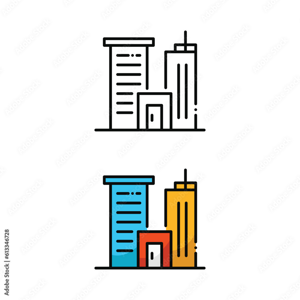 Building icon design in two variation color