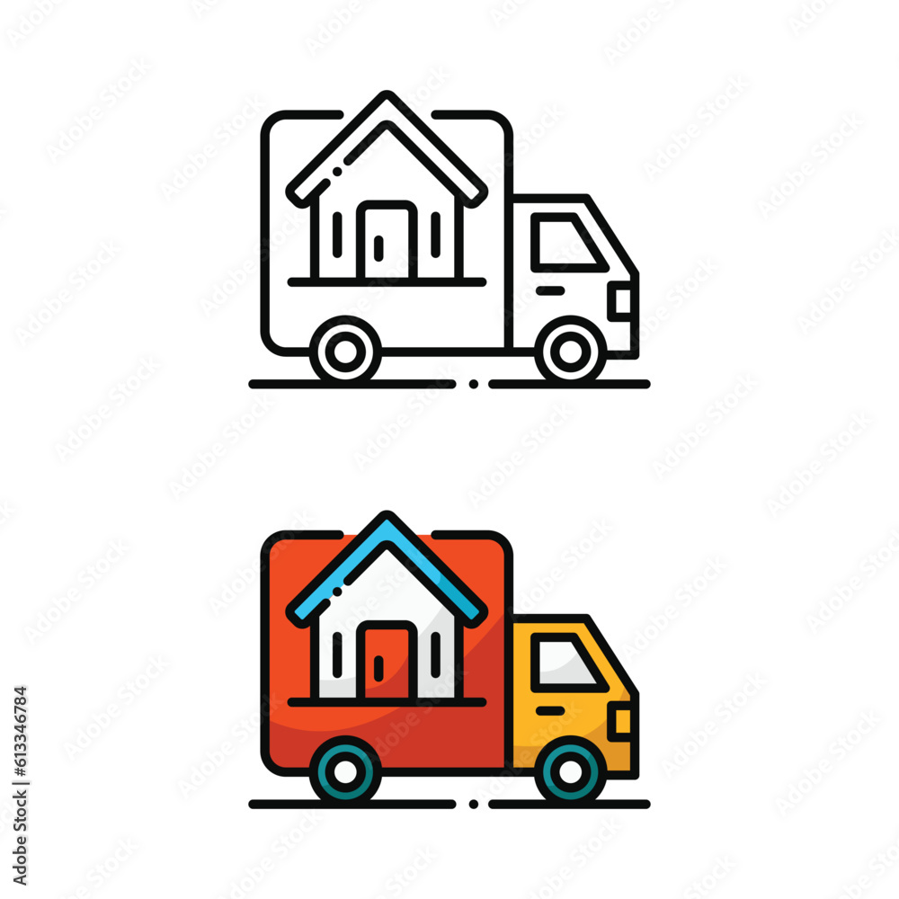 Delivery home icon design in two variation color Delivery home icon design in two variation color