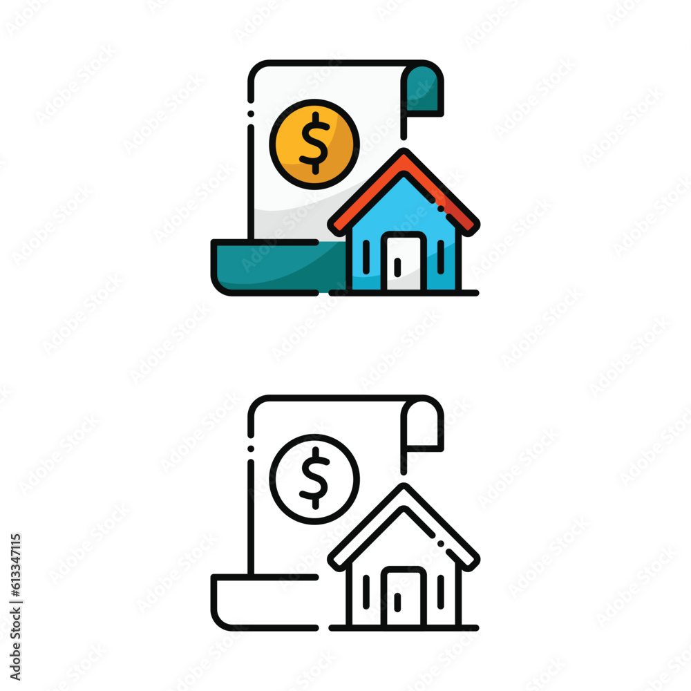 Document Home sale icon design in two variation color Document Home sale icon design in two variation color