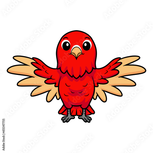 Cute red suffusion lovebird cartoon flying