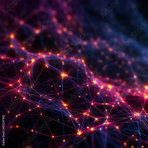 3D network connections with plexus design background