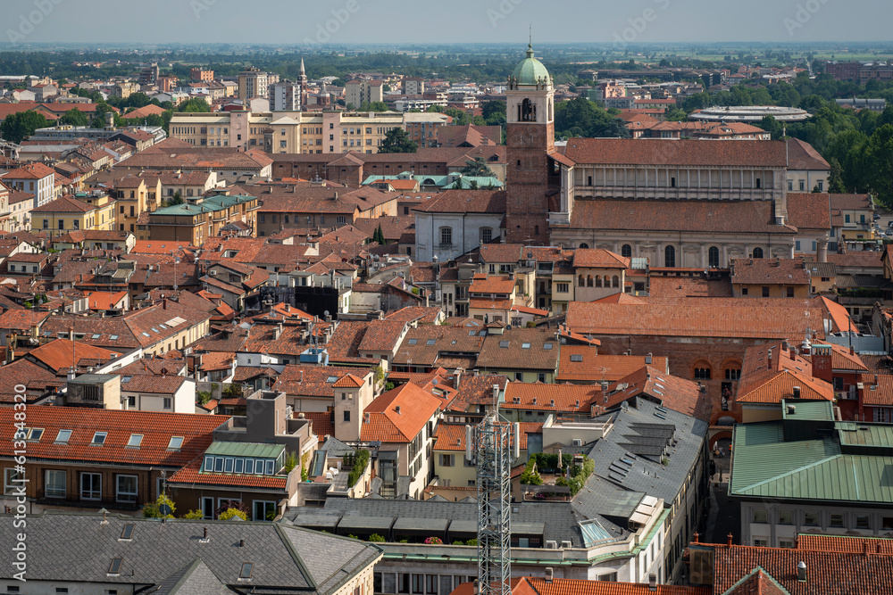 Panoramic view of the city of Novara, seen from the top of the San Gaudenzio Church dome. The dome was built by Alessandro Antonelli, starting from 1844 and is one of the world highest brick made dome