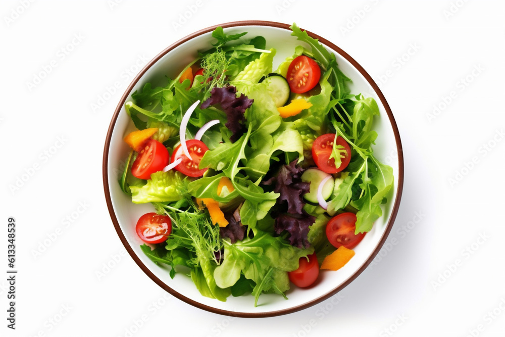 vegetable food lunch vegetarian lettuce green salad fresh healthy tomato. Generative AI.
