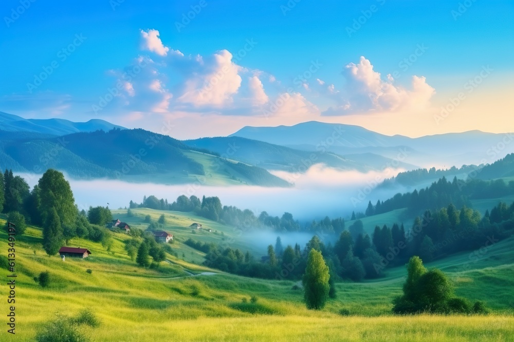 Fresh morning and peacefulness of the rural landscape