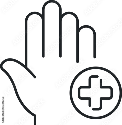 Hand health line icon