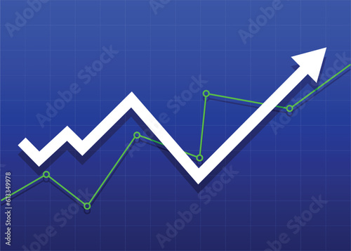 white arrow pointing up rebound represents financial profit chart