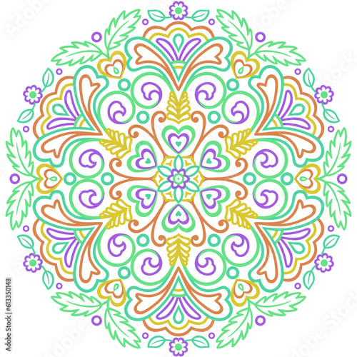 Diseño de mandala digital a color sin fondo