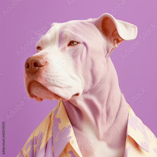 Fashion dog in summer shirt. Lifestyle portrait. Generative AI