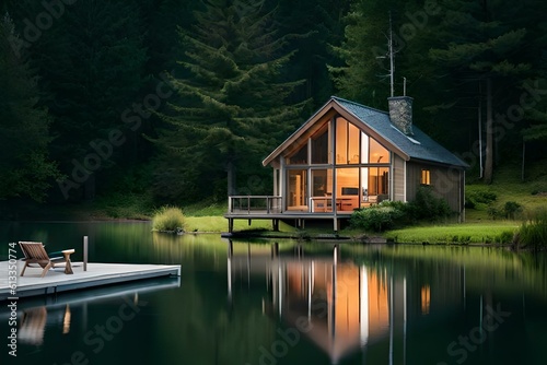 a charming cabin in the woods, surrounded by tall trees, offers a peaceful and secluded getaway from the bustling world