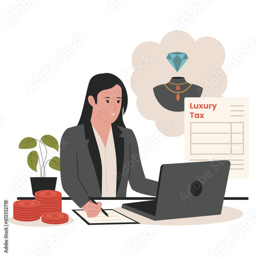 Luxury tax concept illustration. Illustration for websites, landing pages, mobile apps, posters and banners. Trendy flat vector illustration