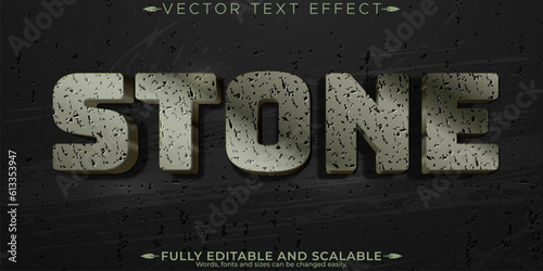 Stone text effect, editable rock and crack text style