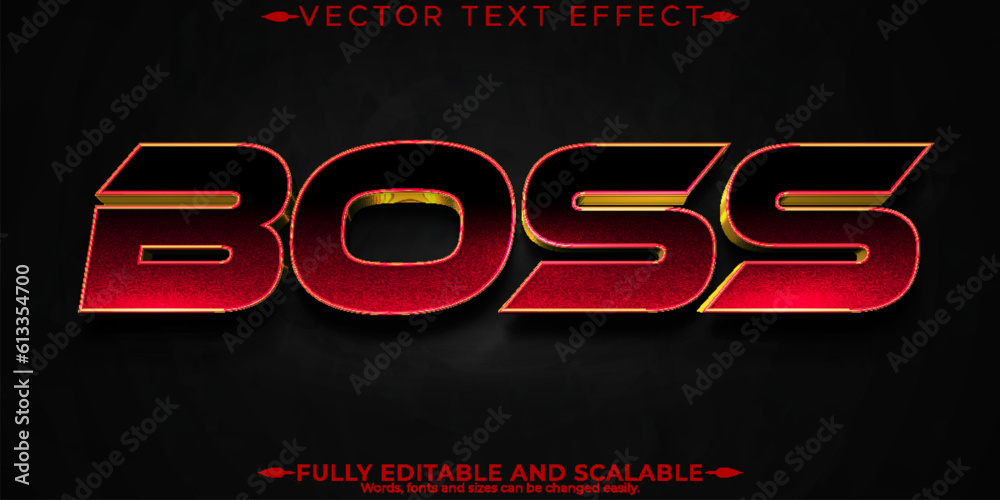 Editable text effect boss, 3d movie and action font style