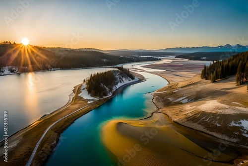 sunset over the river