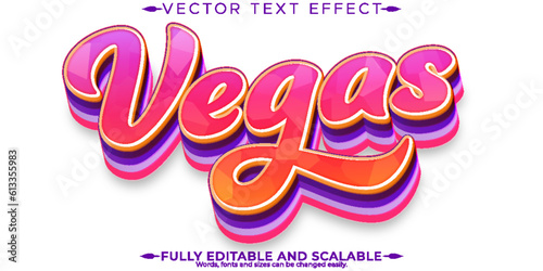 Vegas neon text effect, editable party and disco text style