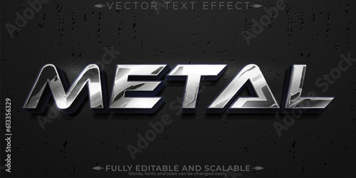 Metal steel text effect, editable crome and silver text style