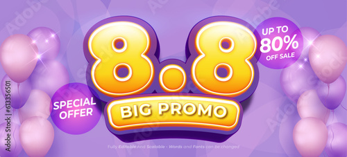 8.8 flash sale design with editable number on gradient background