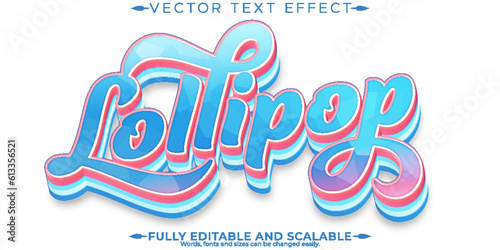Lollipop candy text effect, editable sugar and sweet text style