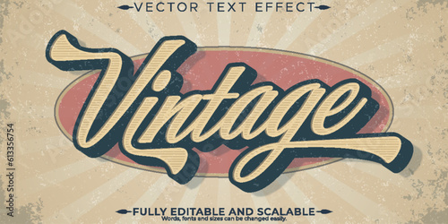 Retro, vintage text effect, editable 70s and 80s text style