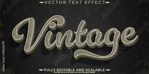 Retro, vintage text effect, editable 70s and 80s text style