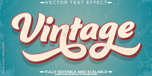 Vintage text effect, editable retro and old text style