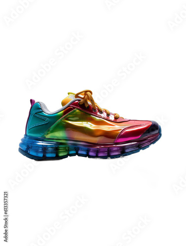 Vibrant Sole: A Colorful Shoe on a Transparent Background. Generative AI