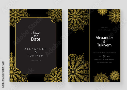Luxury ornamental mandala design background in gold color