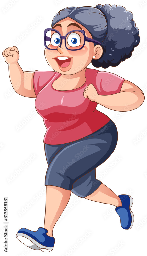 Chubby Woman Running Pose Cartoon Character Chubby Woman Running Pose Cartoon Character