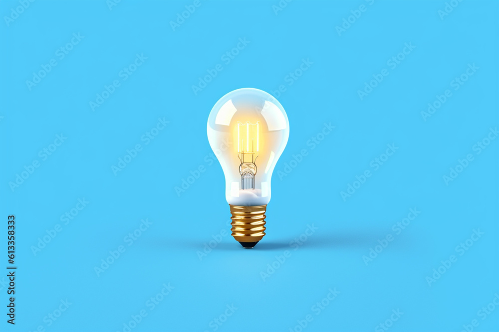 Light bulb on blue background, generative AI Light bulb on blue background, generative AI