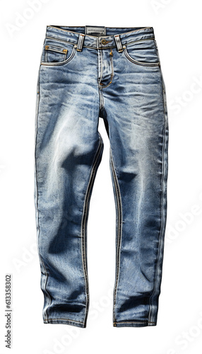 Clean-Cut Denim: A Full-Sized Jeans on a Transparent Background. Generative AI