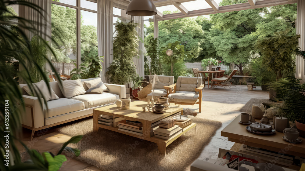 3D render Nature's Haven- A Serene Fusion of Living Room and Garden relax view for Tranquility and Harmonious Connection interior design.jpg