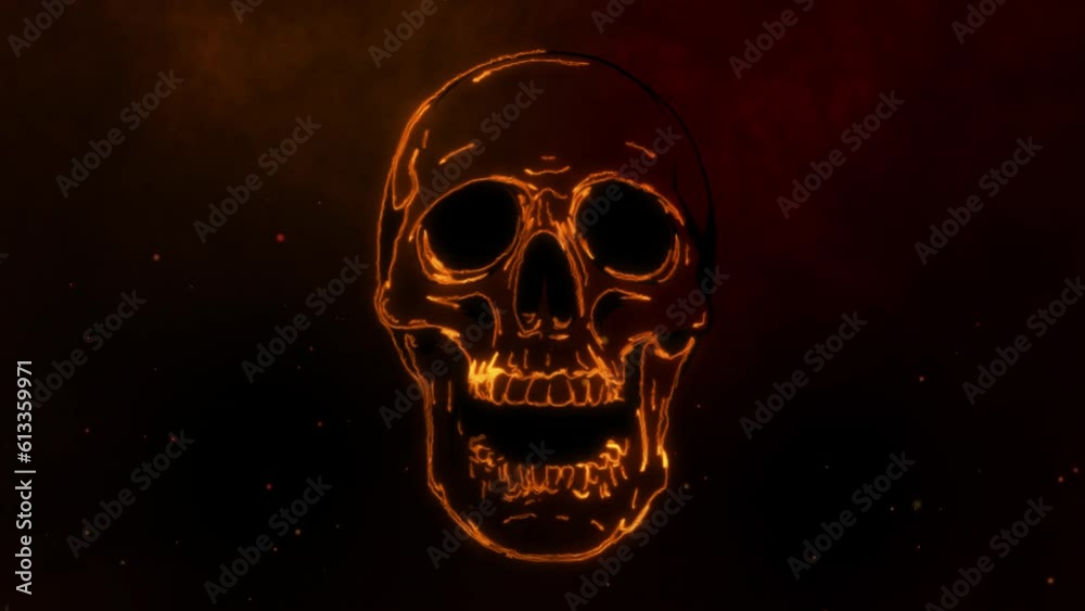 skull in fire line. digital animation skull in fire line. digital animation