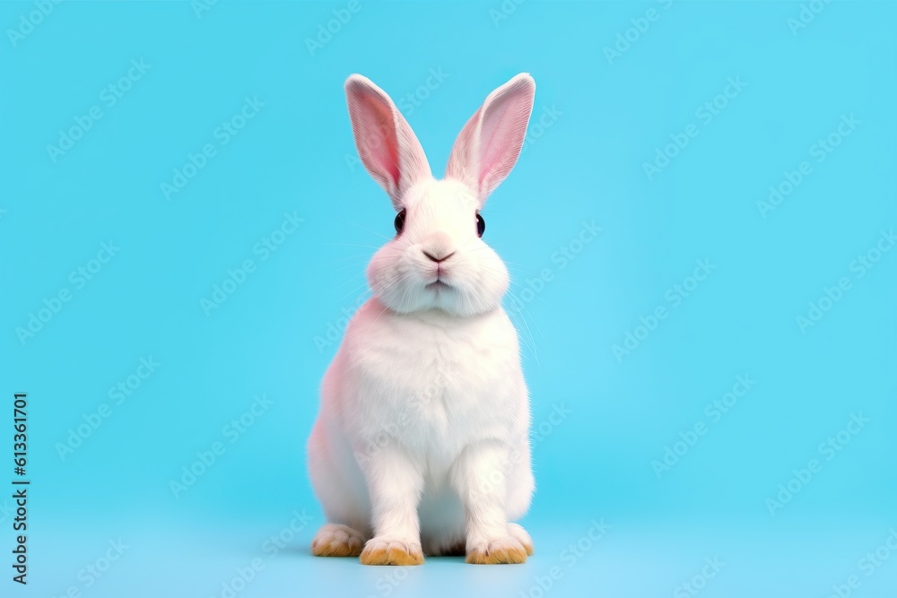 Fototapeta premium small white bunny sitting against background