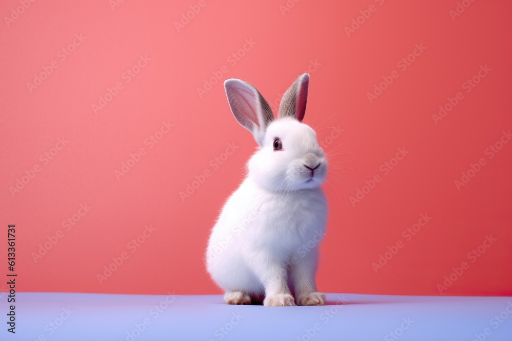 small white bunny sitting against background small white bunny sitting against background
