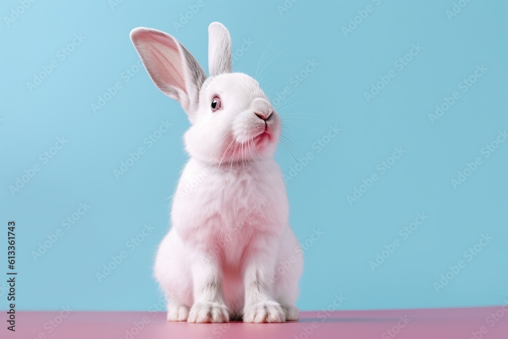 small white bunny sitting against background small white bunny sitting against background