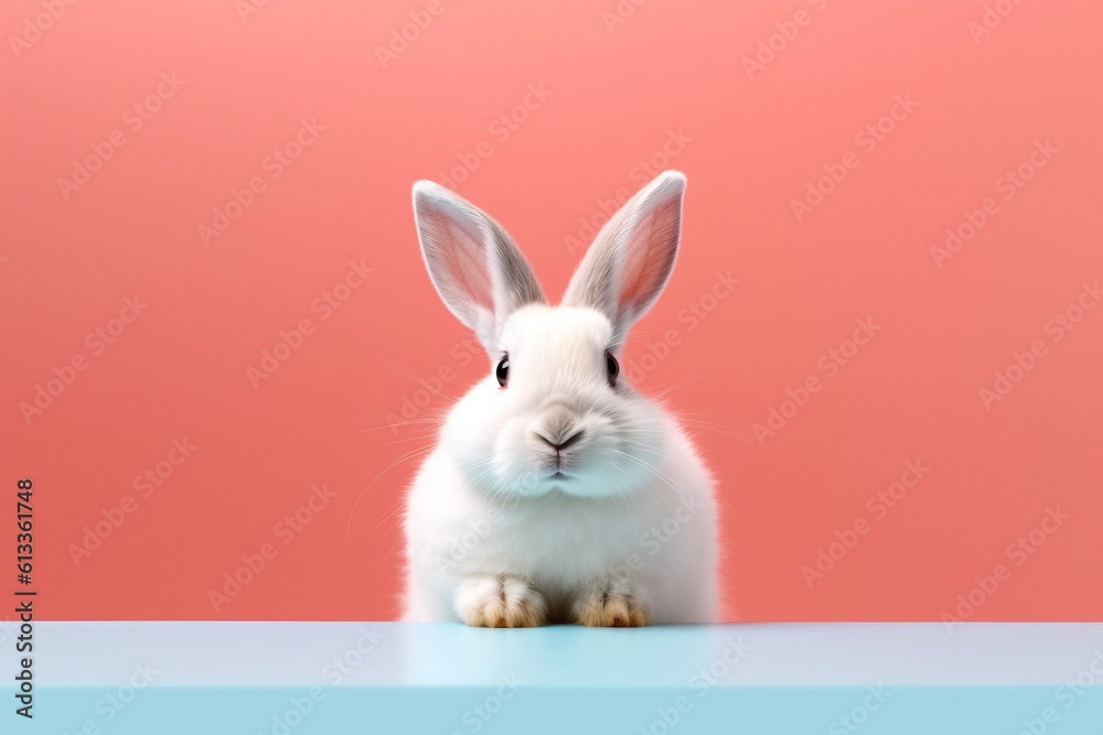 small white bunny sitting against background small white bunny sitting against background