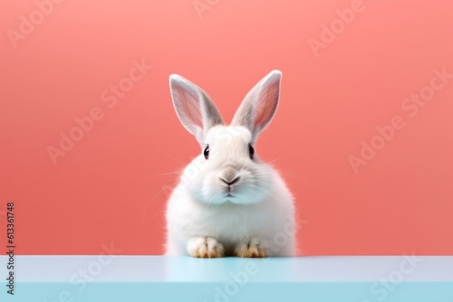 small white bunny sitting against background © EnelEva