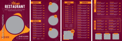 Modern Food Menu Template, Restaurant cafe menu, template design, Set A4 menu editable vector format