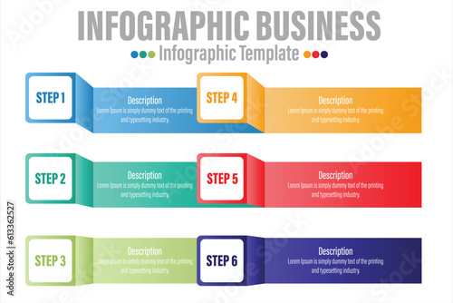 Six rectangle timeline steps or option workflow infographic plan concept design vector with icons. Business roadmap timeline network project template for presentation and report.