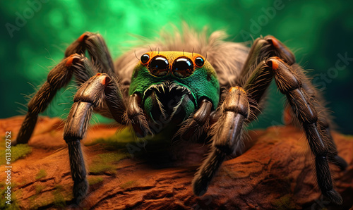 Hairy Tarantula Close-Up Illustration Creepy Fuzzy Spider Insect Generative AI