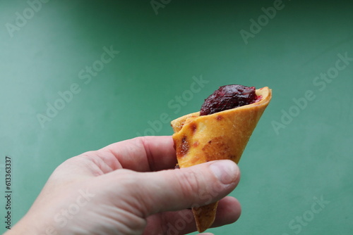 Sweet dessert cake stuffed with fruit marmalade