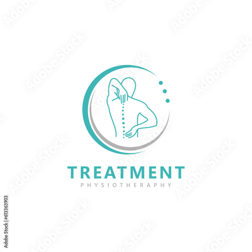 Treatment Physiotherapy Chiropractic logo design inspiration. Spine symbol vector icon design illustration template