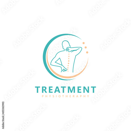 Treatment Physiotherapy Chiropractic logo design inspiration. Spine symbol vector icon design illustration template
