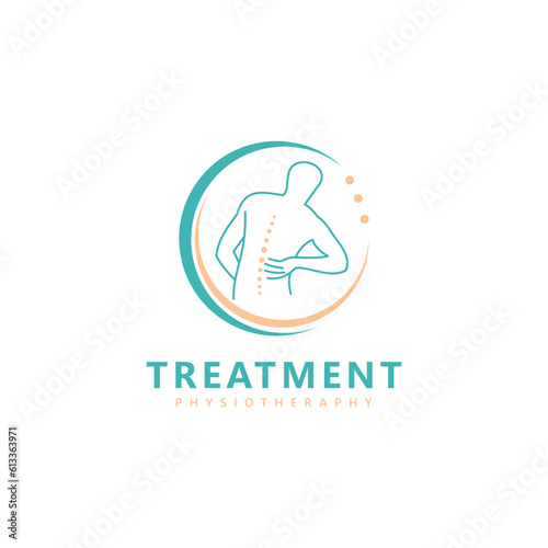 Treatment Physiotherapy Chiropractic logo design inspiration. Spine symbol vector icon design illustration template