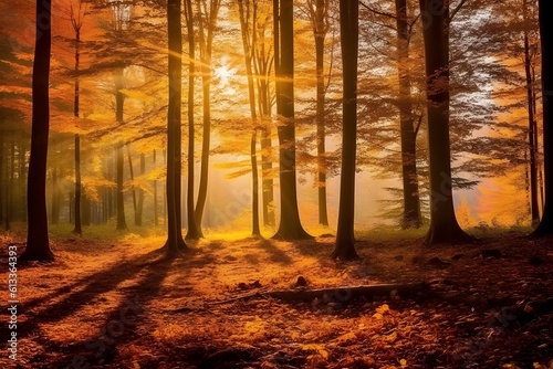 autumn forest in the morning © Subrata