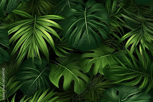Green palm leaves foliage jungle tropical plant