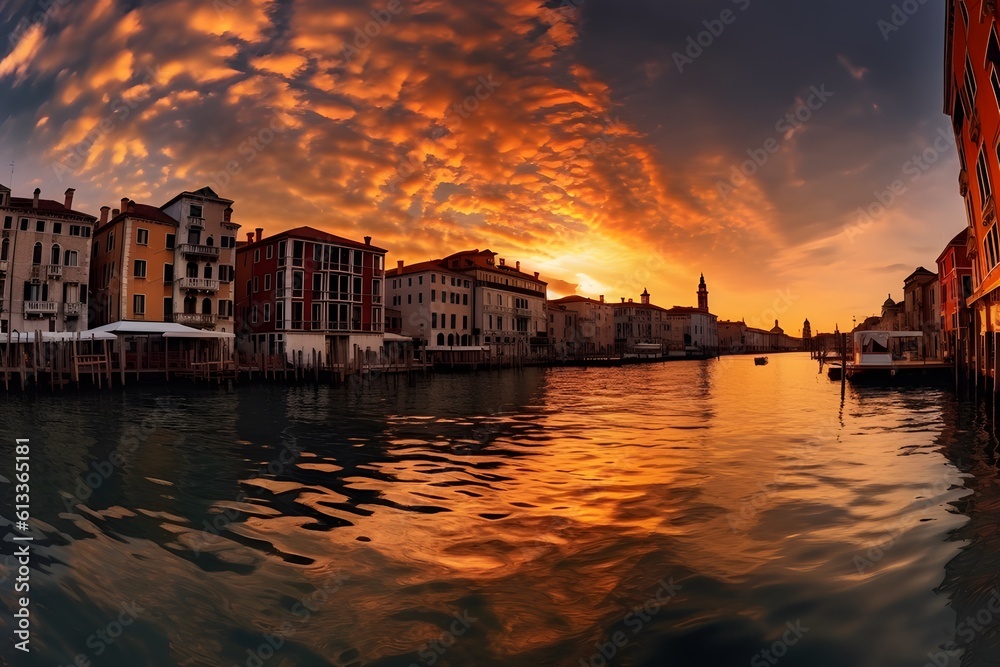 sunset time at Venice City Italy