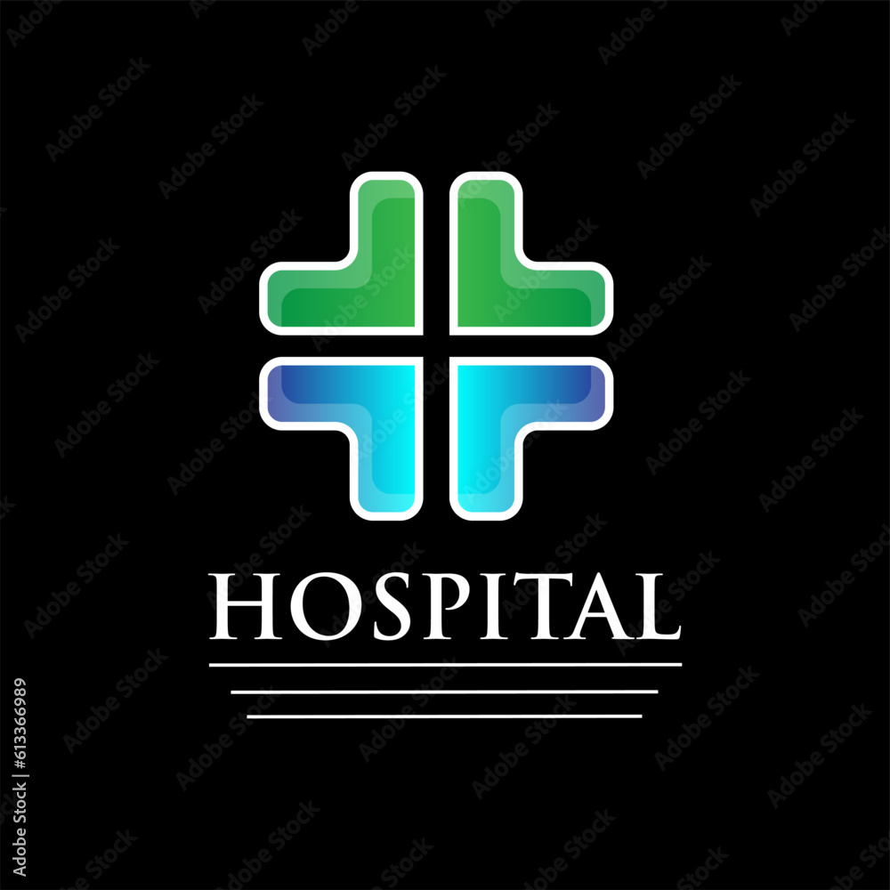 Obraz premium Healthcare Medical Logo. Cross and leaf icon combination. Flat Vector Logo Design Template Element