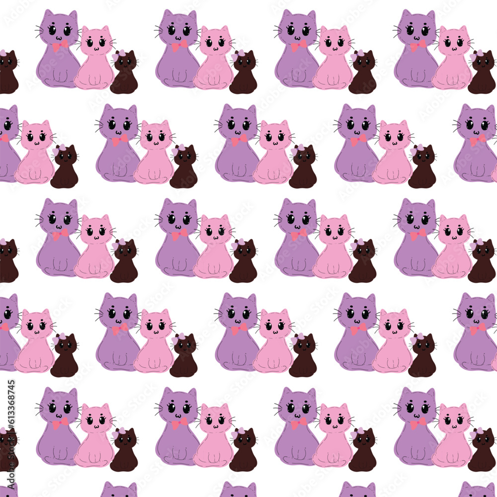 Obraz premium Seamless pattern, hand drawing, cute cartoon halloween pattern.